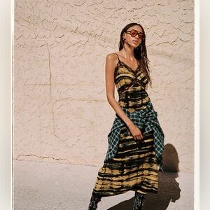 Nasty Gal Tie Dye Cheesecloth Lace Trim Maxi Slip Dress Size 14